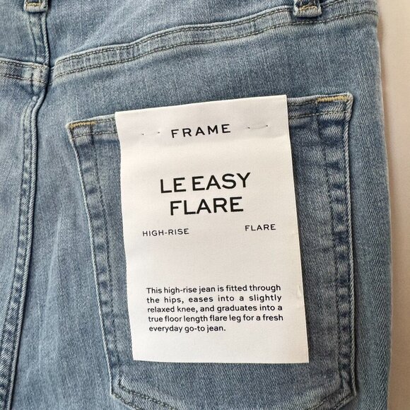 NWT Frame Le Easy Flare Raw Hem Jeans Babitz Blue High Rise Light Wash Denim 26 - Picture 4 of 15